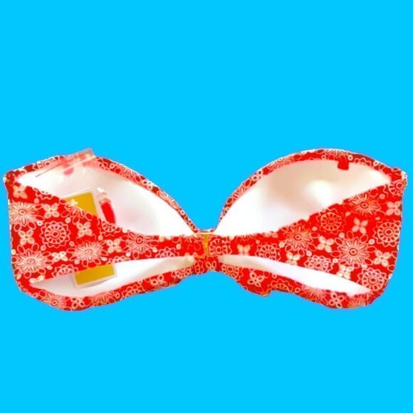 MICHAEL KORS NWT SWIMWEAR BATHING SUIT BANDEAU TOP SPRING 2020 SEA CORAL LARGE - Picture 2 of 4